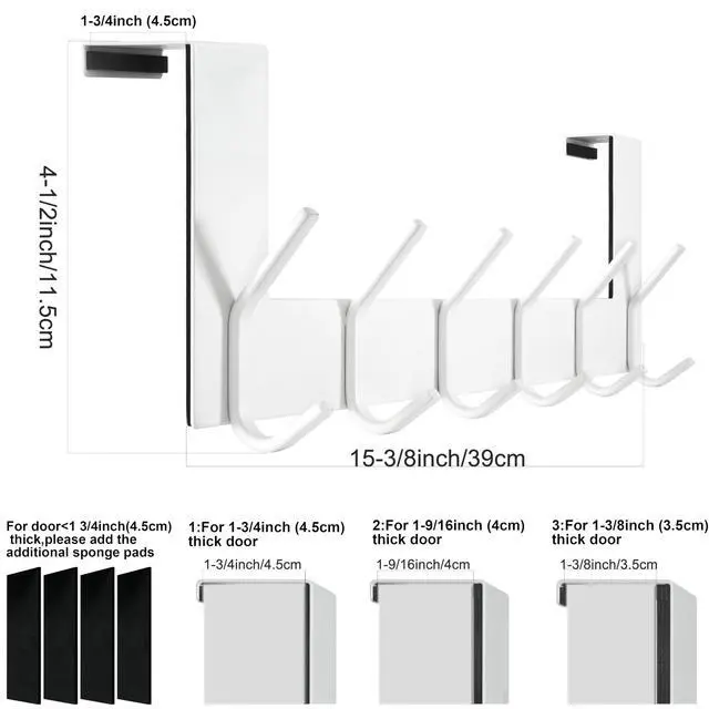 Alt view image 2 of 7 - Over The Door Hooks,Over Door Towel Rack,Door Hanger,Door Coat Hanger,Door Coat Rack,Door Hooks for Hanging Clothes,Back of Door,White