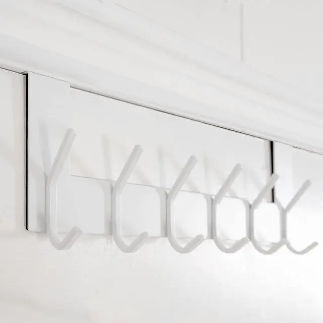Alt view image 5 of 7 - Over The Door Hooks,Over Door Towel Rack,Door Hanger,Door Coat Hanger,Door Coat Rack,Door Hooks for Hanging Clothes,Back of Door,White