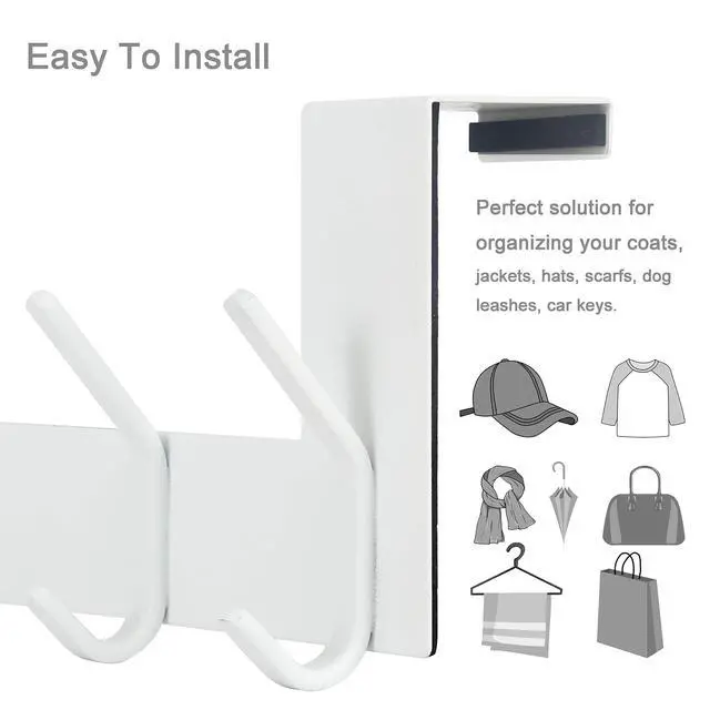 Alt view image 6 of 7 - Over The Door Hooks,Over Door Towel Rack,Door Hanger,Door Coat Hanger,Door Coat Rack,Door Hooks for Hanging Clothes,Back of Door,White