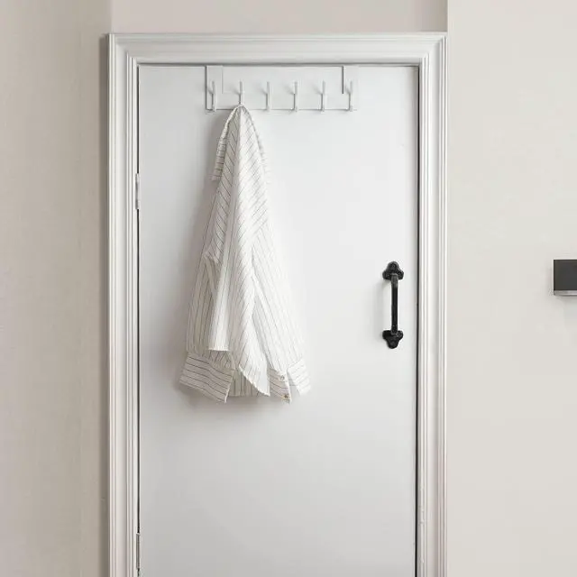 Alt view image 4 of 7 - Over The Door Hooks,Over Door Towel Rack,Door Hanger,Door Coat Hanger,Door Coat Rack,Door Hooks for Hanging Clothes,Back of Door,White