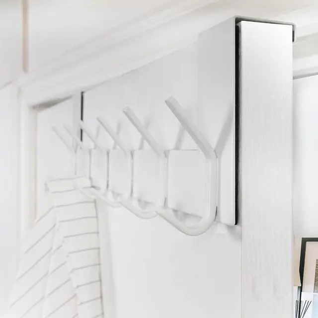 Alt view image 7 of 7 - Over The Door Hooks,Over Door Towel Rack,Door Hanger,Door Coat Hanger,Door Coat Rack,Door Hooks for Hanging Clothes,Back of Door,White