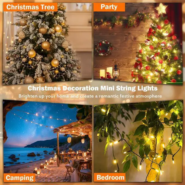 Alt view image 4 of 7 - 2 Packs 13ft 50 Clear Outdoor String Lights on Brown Wire Cord, UL Approved Connectable Outdoor Lights for Xmas Patio Home Party Garden Decor(Brown)