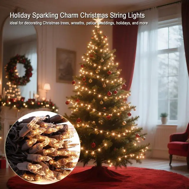 Alt view image 6 of 7 - 2 Packs 13ft 50 Clear Outdoor String Lights on Brown Wire Cord, UL Approved Connectable Outdoor Lights for Xmas Patio Home Party Garden Decor(Brown)