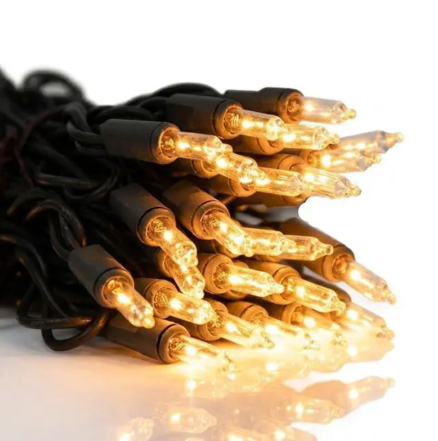 Main image of 2 Packs 13ft 50 Clear Outdoor String Lights on Brown Wire Cord, UL Approved Connectable Outdoor Lights for Xmas Patio Home Party Garden Decor(Brown)