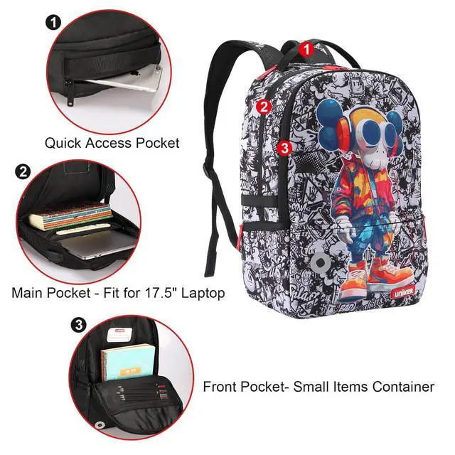 Alt view image 2 of 7 - Graffiti Backpack,Gamer Backpack,Casual Daypack,Designer Laptop Backpack for 15.6 Inch Laptop,Travel Backpack for Man Women,X Eyes