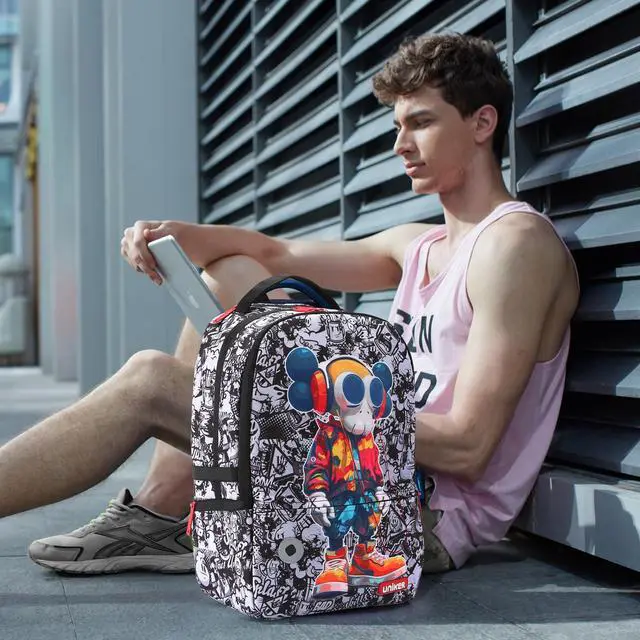 Alt view image 6 of 7 - Graffiti Backpack,Gamer Backpack,Casual Daypack,Designer Laptop Backpack for 15.6 Inch Laptop,Travel Backpack for Man Women,X Eyes