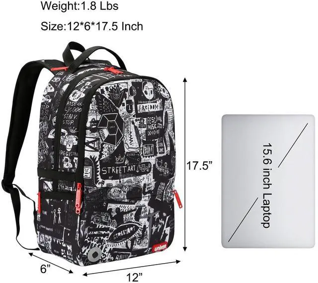 Alt view image 2 of 6 - Graffiti Backpack, Designer Laptop Backpack for 15.6 Inch Work,Water Resistant Backpack Computer Bag,Urban Graffiti