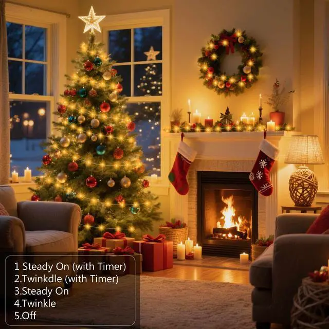Alt view image 4 of 7 - Timer Fairy Lights Battery Operated 2 Pack 16.4Ft 50 LEDs Silver Copper Wire Twinkle String Lights with Timer 5 Lighting Modes for Christmas Bedroom Wedding Parties Holiday Decorations (Warm White)