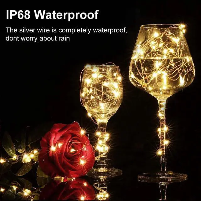 Alt view image 6 of 7 - Timer Fairy Lights Battery Operated 2 Pack 16.4Ft 50 LEDs Silver Copper Wire Twinkle String Lights with Timer 5 Lighting Modes for Christmas Bedroom Wedding Parties Holiday Decorations (Warm White)