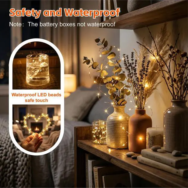 Alt view image 7 of 7 - 8 Pack Rechargeable LED Fairy Lights 7Ft 20LED Battery Operated with Remote, DIY Timer & 8 Modes, Mini Twinkle String Lights for Indoor Christmas Wedding Mason Jar Bedroom Table (Warm White)