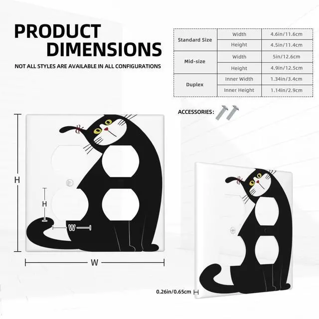 Alt view image 5 of 7 - Decorative Outlet Covers Cute Funny Black Cat 2 Gang Light Switch Cover Plate Double Duplex Wall Plates for Electrical Outlets Switch Plate Covers for Bedroom Home Decor