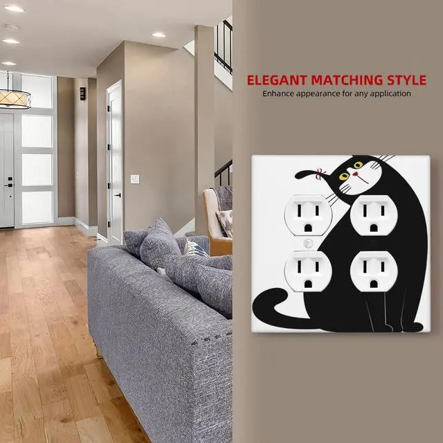 Alt view image 7 of 7 - Decorative Outlet Covers Cute Funny Black Cat 2 Gang Light Switch Cover Plate Double Duplex Wall Plates for Electrical Outlets Switch Plate Covers for Bedroom Home Decor