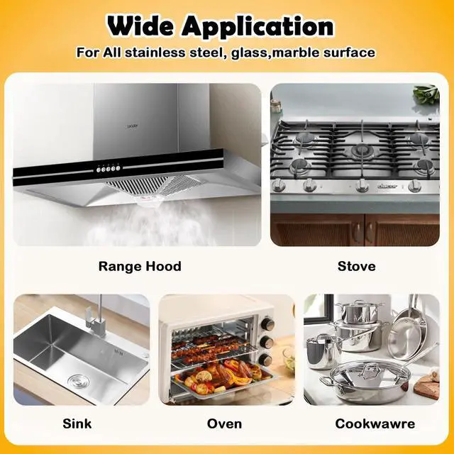 Alt view image 4 of 6 - Heavy Oil Cleaner Stain, Stainless Steel Cleaner, Kitchen Appliances Cleaning Spray Remove Oil Dirt, Grime, and Grease for Oven, Microwave, stove top Cleaning Heavy-Duty Degreaser-16Fl.Oz