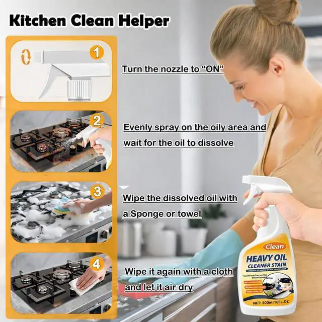 Alt view image 5 of 6 - Heavy Oil Cleaner Stain, Stainless Steel Cleaner, Kitchen Appliances Cleaning Spray Remove Oil Dirt, Grime, and Grease for Oven, Microwave, stove top Cleaning Heavy-Duty Degreaser-16Fl.Oz
