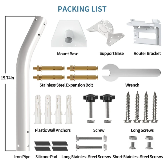 Alt view image 3 of 7 - Starlink Mount for Standard 4/4X/Gen 3, with 2-in-1 Router Wall Mount Adjustable Tilt Angle Mounting Kit, Rust-Resistant, Heavy Duty Metal Bracket, Screws for Concrete & Wood Walls, Black