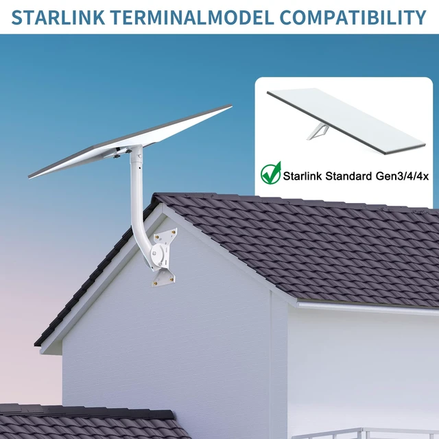 Alt view image 2 of 7 - Starlink Mount for Standard 4/4X/Gen 3, with 2-in-1 Router Wall Mount Adjustable Tilt Angle Mounting Kit, Rust-Resistant, Heavy Duty Metal Bracket, Screws for Concrete & Wood Walls, Black