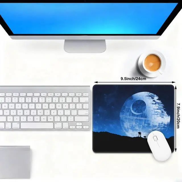 Alt view image 2 of 7 - Square Mouse Pad Spacecraft Mouse Pads for Desk Premium Textured Mousepad with Stitched Edge and Non-Slip Rubber Base for Office Home Gaming Laptop
