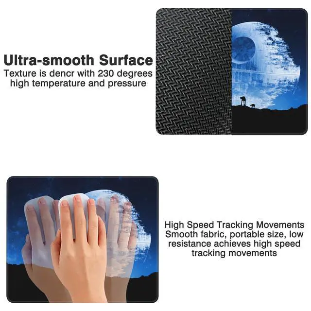 Alt view image 3 of 7 - Square Mouse Pad Spacecraft Mouse Pads for Desk Premium Textured Mousepad with Stitched Edge and Non-Slip Rubber Base for Office Home Gaming Laptop