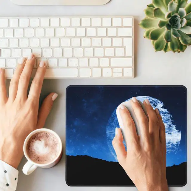 Alt view image 5 of 7 - Square Mouse Pad Spacecraft Mouse Pads for Desk Premium Textured Mousepad with Stitched Edge and Non-Slip Rubber Base for Office Home Gaming Laptop