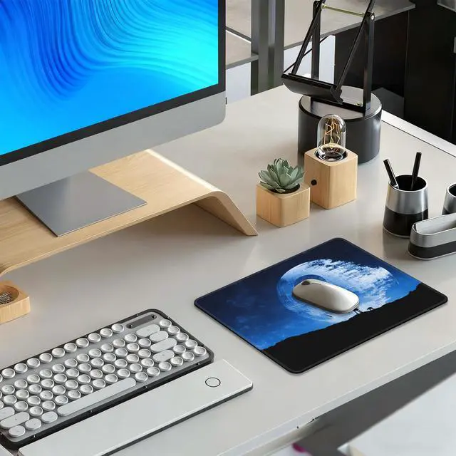 Alt view image 6 of 7 - Square Mouse Pad Spacecraft Mouse Pads for Desk Premium Textured Mousepad with Stitched Edge and Non-Slip Rubber Base for Office Home Gaming Laptop