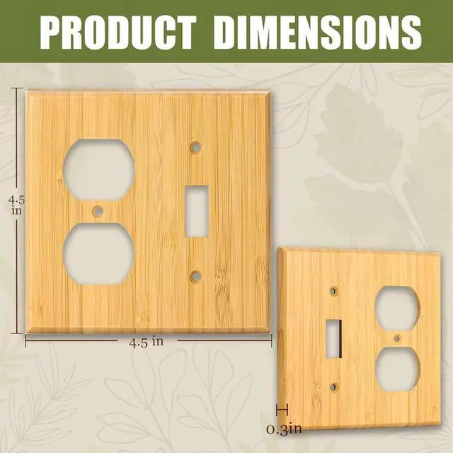 Alt view image 2 of 6 - Solid Wood Outlet Covers Light Switch Plate 4.5" X 4.5" Bamboo Duplex Double Outlet Cover Plate Light Switch Cover Quality Raw Wooden Decorative wall plates