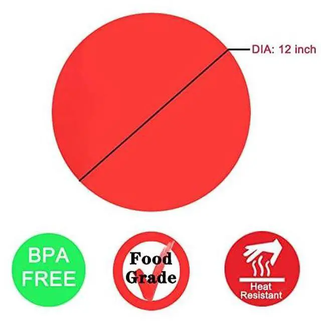 Alt view image 2 of 6 - Silicone Microwave Mat 12 Inch, Non Stick Turntable Safe Baking Mat for Kitchen, Multi-Purpose Heat Resistant Oven Mat 2 Pack, BPA Free Microwave Splatter Cover (Red)