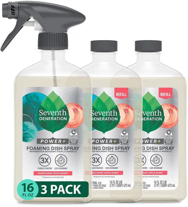 Main image of Foaming Dish Spray, Honey Crisp Apple 16 Fl Oz (Pack of 3), Refill Pack of 3 with 1 Sprayhead