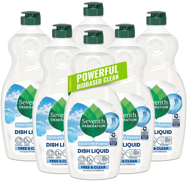 Main image of Dish Liquid Soap Free & Clear liquid soap Pack of 6 Dishwashing Soap Dish Soap for sensitive skin 19 oz