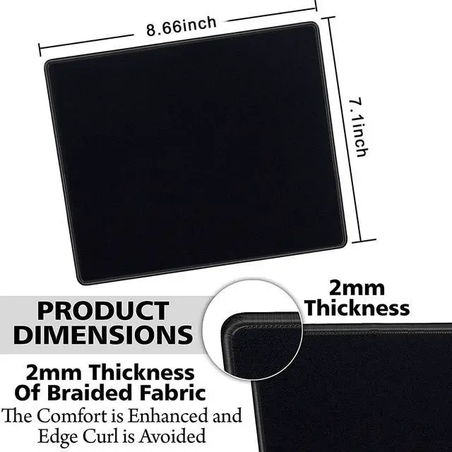 Alt view image 2 of 6 - 10 Pack 2mm Mouse Pad with Stitched Edges Non-Slip Rubber Base, Premium-Textured and Waterproof Mousepads Bulk, Mouse Pad for Computers, Laptop, Office & Home, 8.66 x 7.1 inch