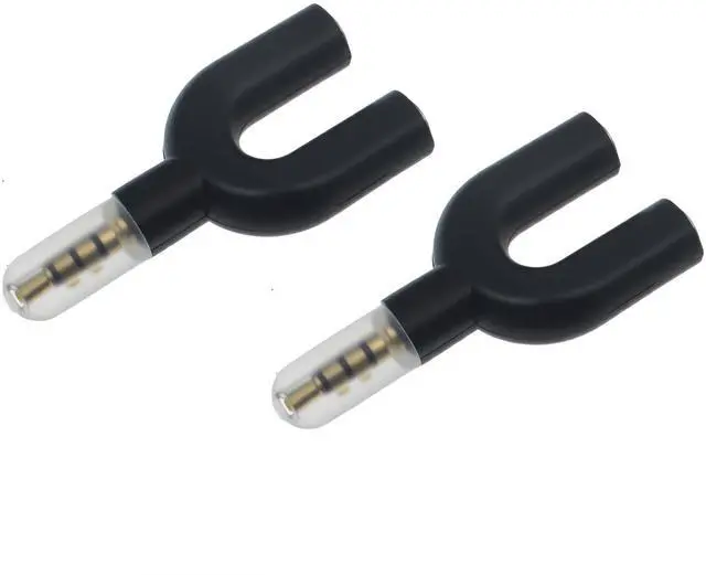 Alt view image 4 of 4 - 3.5mm 4 Pole Male to 2 x 3 Pole Female Headphone Y Splitter Adapter for Speaker and Microphone (2 PCS Black)