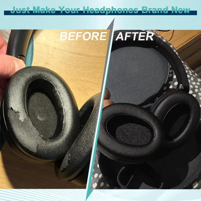 Alt view image 6 of 7 - Replacement Ear Pads for Sony WH-XB910 XB910N Extra Bass Noise Cancelling Headphones, Headphones Ear Cushions, Headset Earpads, Ear Cups Cover (Black)