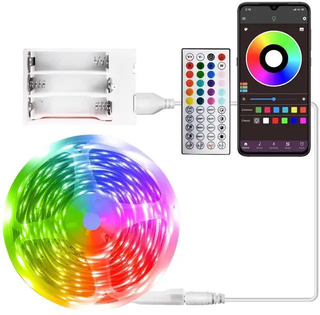 Main image of Battery Powered LED Strip Lights 25ft, Battery Operated LED Light Strip Color Changing Music Sync App Remote Control RGB USB Led Lights for TV, Room, Rope Lights