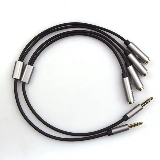 Alt view image 2 of 6 - Grey 2-Pack 3.5mm Y Splitter Stereo Audio Cable 4-Pole Male to 2 Female for Headphone, Headset Splitter Adapter Extension Aux Cable, Compatible MobilePhone and New Version Laptop(M22F35Gx2)