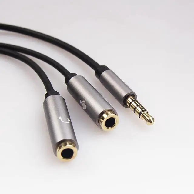 Alt view image 3 of 6 - Grey 2-Pack 3.5mm Y Splitter Stereo Audio Cable 4-Pole Male to 2 Female for Headphone, Headset Splitter Adapter Extension Aux Cable, Compatible MobilePhone and New Version Laptop(M22F35Gx2)