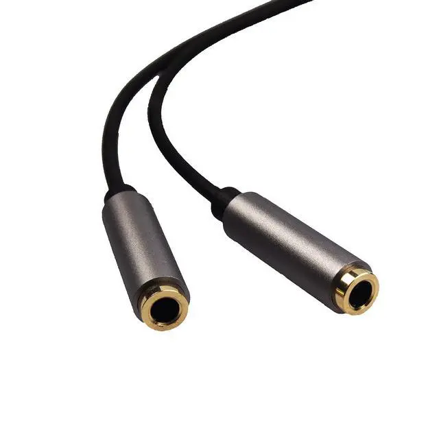 Alt view image 5 of 6 - Grey 2-Pack 3.5mm Y Splitter Stereo Audio Cable 4-Pole Male to 2 Female for Headphone, Headset Splitter Adapter Extension Aux Cable, Compatible MobilePhone and New Version Laptop(M22F35Gx2)