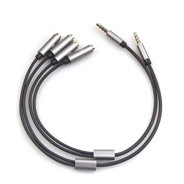 Alt view image 6 of 6 - Grey 2-Pack 3.5mm Y Splitter Stereo Audio Cable 4-Pole Male to 2 Female for Headphone, Headset Splitter Adapter Extension Aux Cable, Compatible MobilePhone and New Version Laptop(M22F35Gx2)