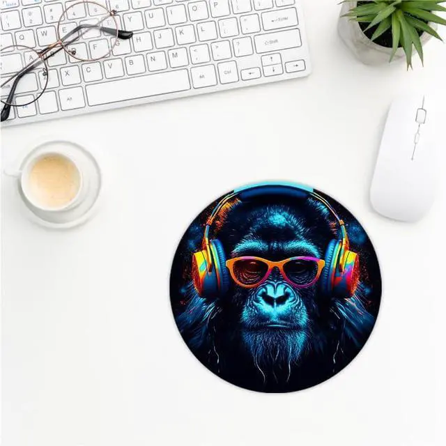 Alt view image 2 of 4 - Gamer Monkey Mouse Pad,Trendy Teen Boy Gift,Game Lover Gifts,Round Mouse Pad,Non-Slip Rubber Base Mousepads for Home Office Dorm Desk Decor,8.7 x 8.7 Inch