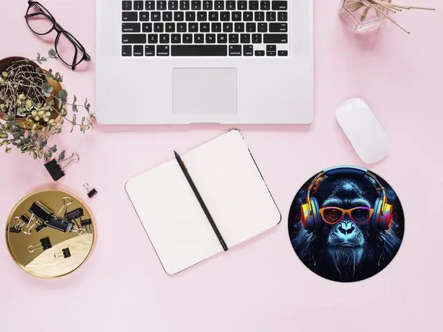 Alt view image 3 of 4 - Gamer Monkey Mouse Pad,Trendy Teen Boy Gift,Game Lover Gifts,Round Mouse Pad,Non-Slip Rubber Base Mousepads for Home Office Dorm Desk Decor,8.7 x 8.7 Inch