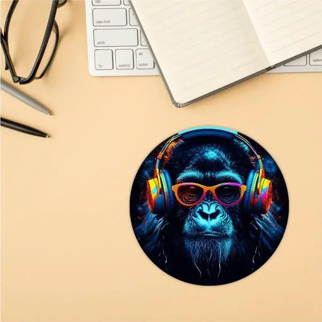 Alt view image 4 of 4 - Gamer Monkey Mouse Pad,Trendy Teen Boy Gift,Game Lover Gifts,Round Mouse Pad,Non-Slip Rubber Base Mousepads for Home Office Dorm Desk Decor,8.7 x 8.7 Inch