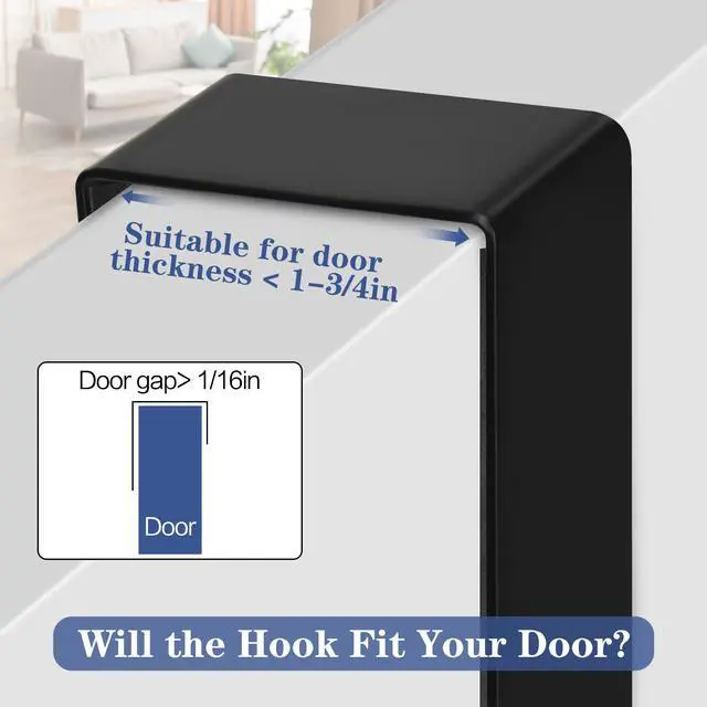 Alt view image 2 of 7 - 3-Tier Over The Door Hooks, 15 Hooks Over Door Hanger, Fits Doors Up to 1-3/4in Thick, for Hanging Clothes, Towels, Bags, Hats