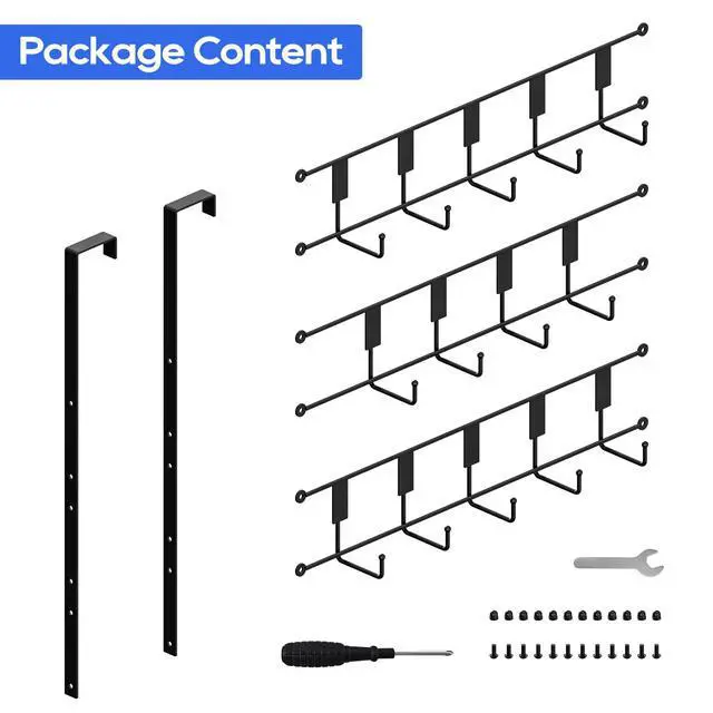 Alt view image 7 of 7 - Over The Door Hooks for Hanging, 14 Hooks Over Door Coat Hanger, Coat Clothing Rack and Towel Rack for Bathroom Organizer, Door Hanger Organizer Kitchen, Bathroom Towel Storage Decor Black
