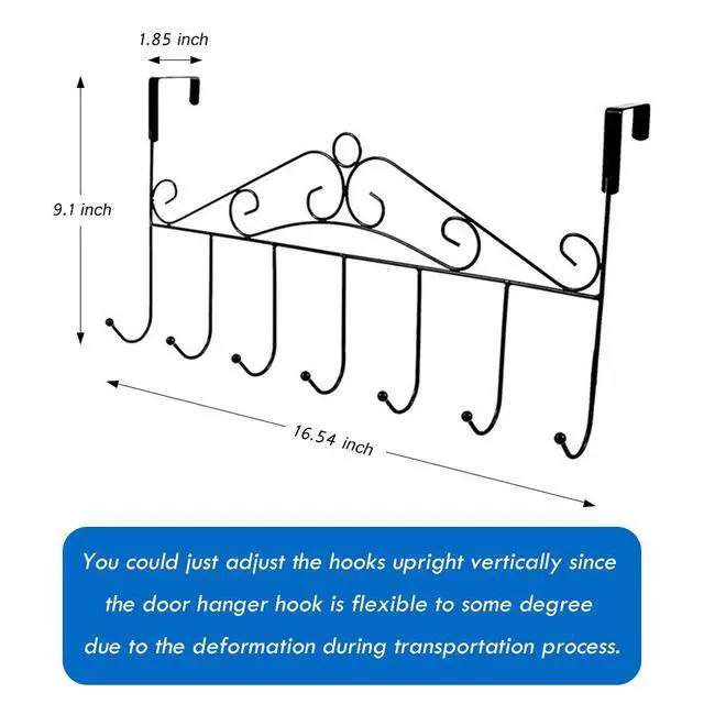Alt view image 3 of 7 - Over the Door Hooks for Hanging, Door Hanger Organizer, Over Door Towel Rack Hanger Coat Rack Hooks for Clothing, Anti-Rust Overdoor Organizer Rack with 7 Hooks for Bathroom Bedroom Hat Purse Robe