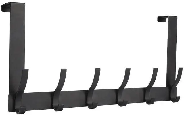 Main image of Over The Door Hooks, Door Hanger Hooks for Hanging, Over The Doors Towel Racks for Bathroom with 12 Coat Hook, Coat Rack Dorm Essentials Bathroom Accessories1 Pack, Black