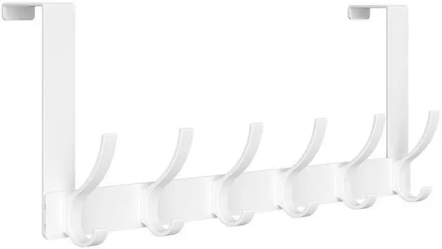 Main image of Over The Door Hooks, Door Hanger Hooks for Hanging, Over The Doors Towel Racks for Bathroom with 12 Coat Hook, Coat Rack Bathroom Accessories1 Pack, White