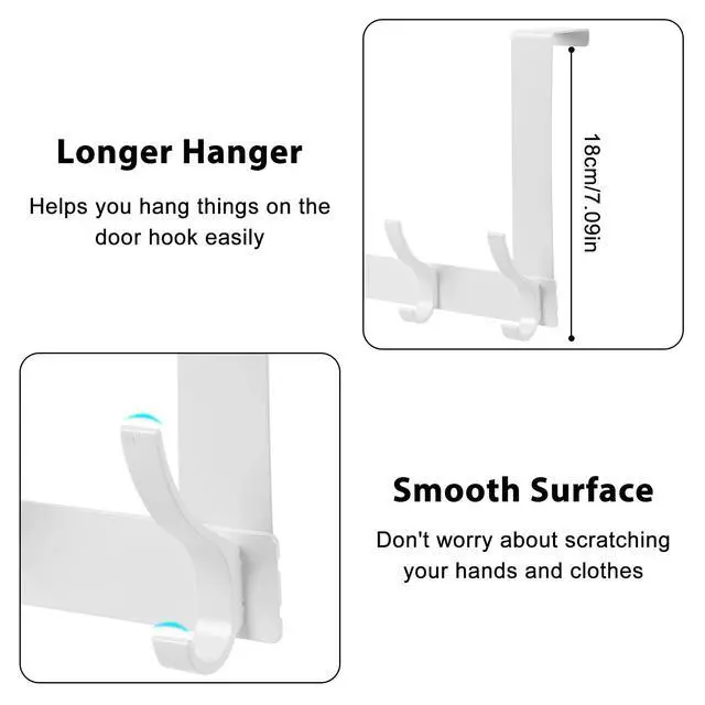 Alt view image 5 of 7 - Over The Door Hooks, Door Hanger Hooks for Hanging, Over The Doors Towel Racks for Bathroom with 12 Coat Hook, Coat Rack Bathroom Accessories1 Pack, White