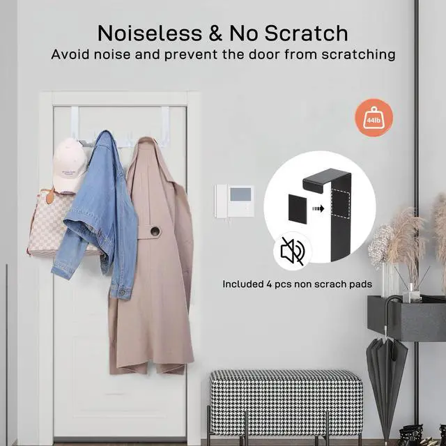 Alt view image 2 of 7 - Over The Door Hooks, Door Hanger Hooks for Hanging, Over The Doors Towel Racks for Bathroom with 12 Coat Hook, Coat Rack Bathroom Accessories1 Pack, White