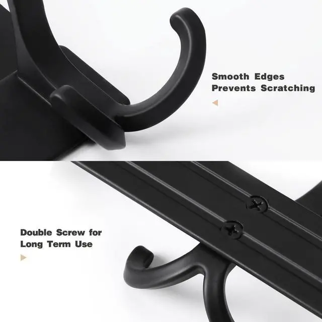 Alt view image 5 of 7 - Over The Door Hooks for Hanging, Over The Door Hanger, Over The Door Towel Rack for Bathroom with 5 Triple Coat Hooks, Bathroom Towel Holder Towels Hanger (Black, 1 Pack)