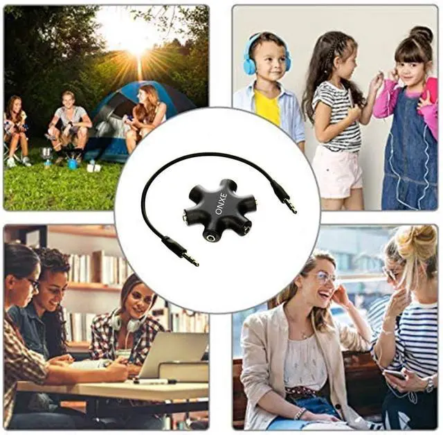 Alt view image 5 of 5 - 2-Pack Multi Headphone Splitter,3.5mm Headset Earphone Jack Audio Adapter Connector 1 Male to 2 3 4 5 Female Cable and Earphones Speakers