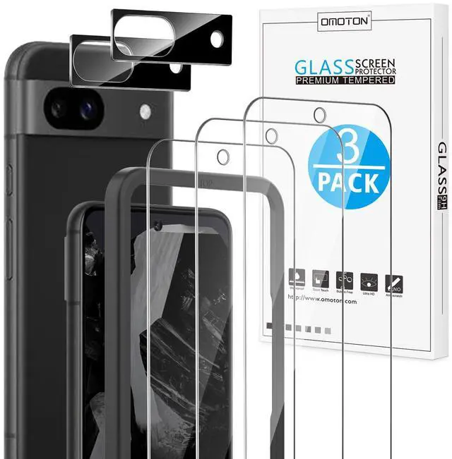 Main image of 3+2 Pack for Google Pixel 8a Screen Protector, 3 Pack Tempered Glass Screen Protector with 2 Pack Camera Lens Protector for Pixel 8A 2024 Released 6.1 inches, Case Friendly/9H Hardness