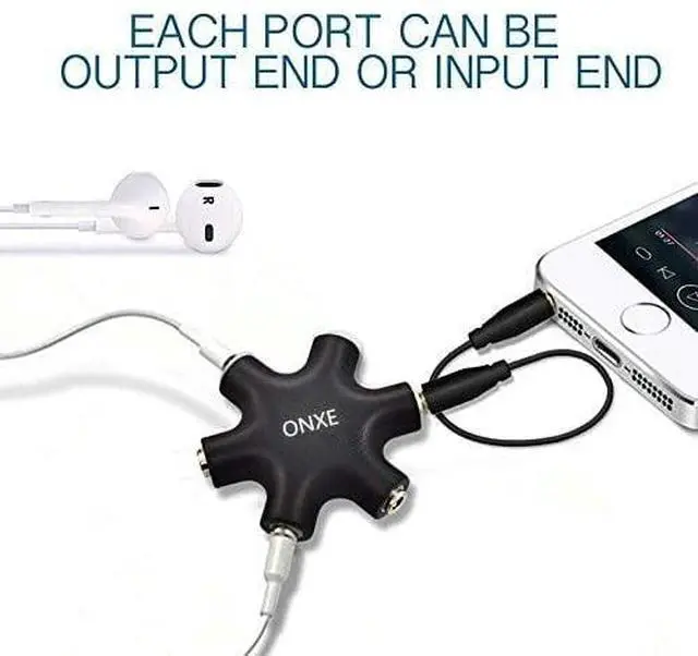Alt view image 4 of 5 - 2-Pack Multi Headphone Splitter,3.5mm Headset Earphone Jack Audio Adapter Connector 1 Male to 2 3 4 5 Female Cable and Earphones Speakers